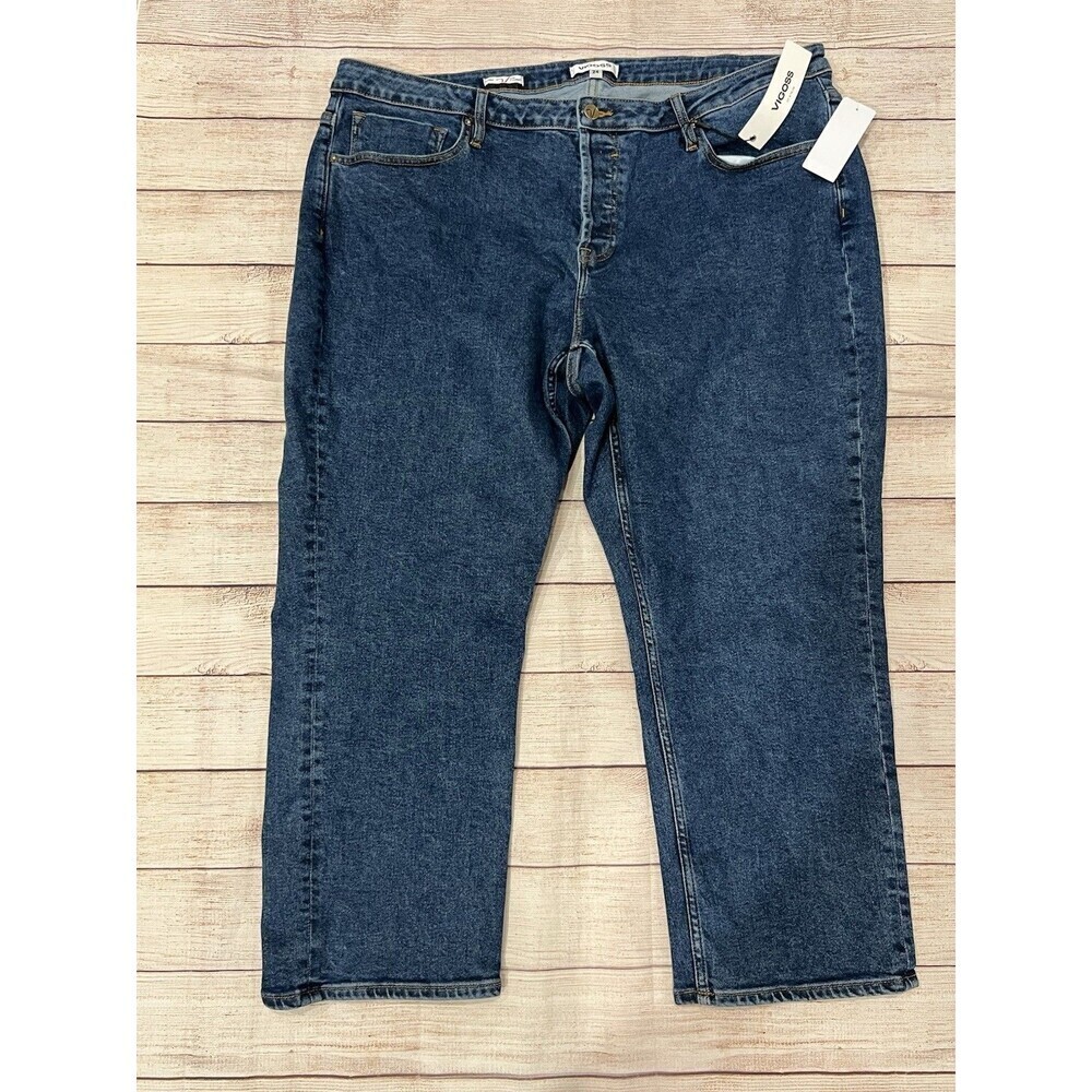 VIGOSS FRANKIE WOMENS SLIM STRAIGHT CROPPED BLUE JEANS SIZE 24 NWT